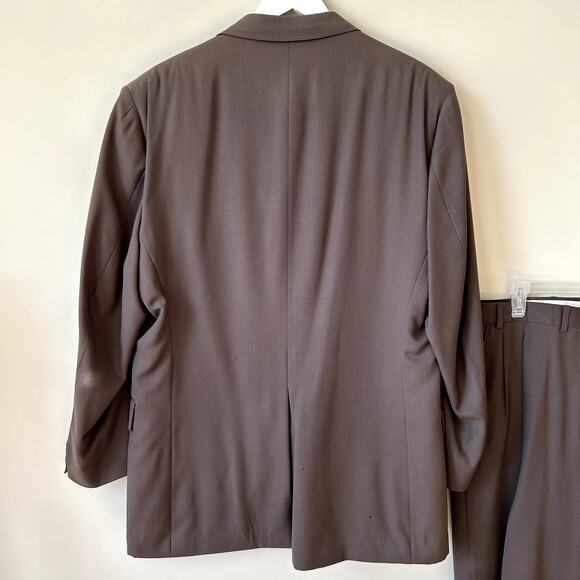 Vintage Hunt Valley 2-Piece Wool Suit Size 44 Brown Made in USA Sport Coat Pants - Picture 4 of 16